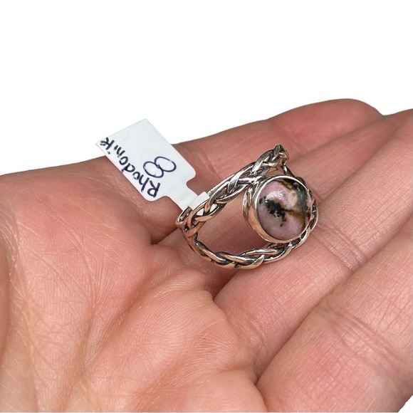 Artisan Silver and Pink Stone Ring - Picture 7 of 8